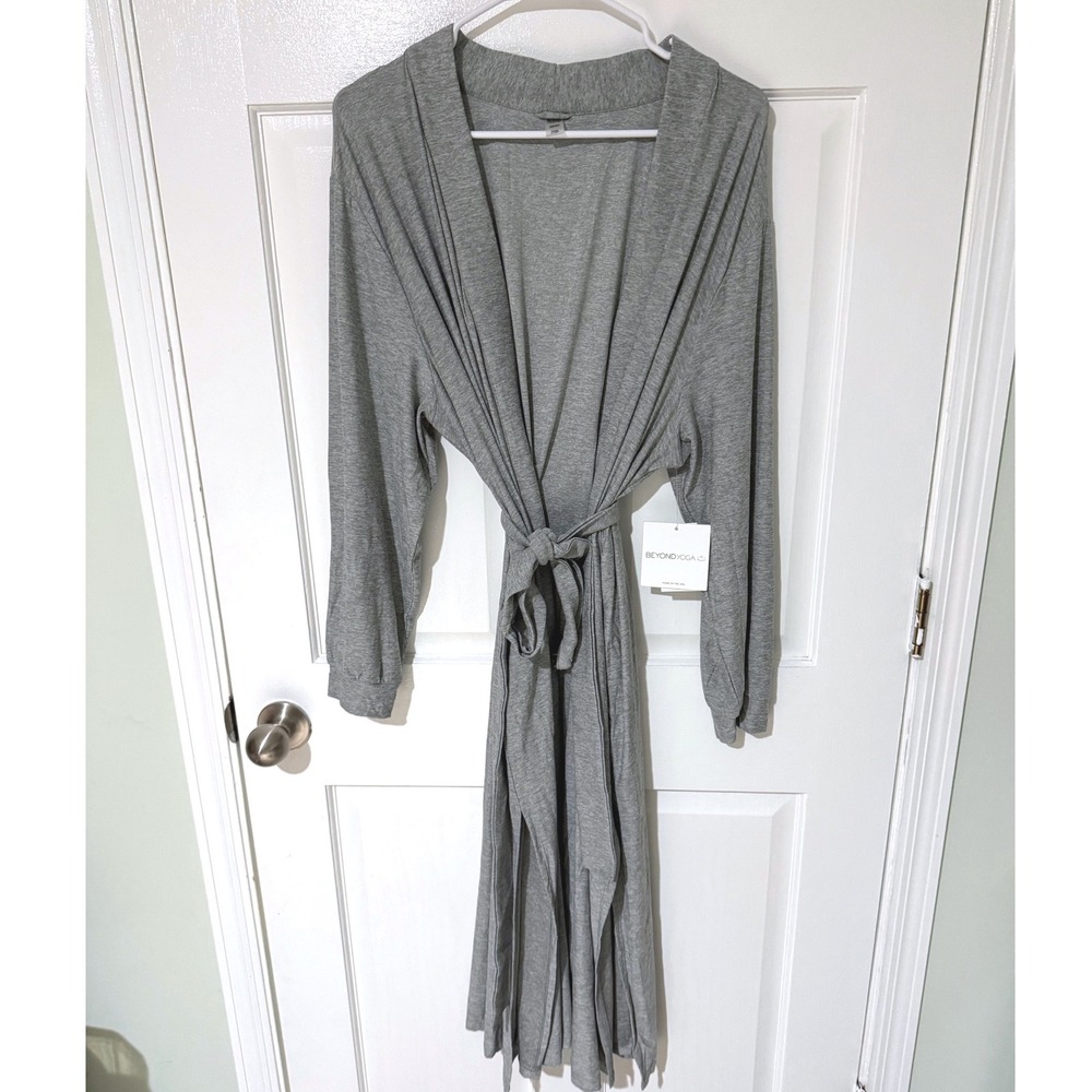 Beyond Yoga 3pc Lounge Set Robe Camisole Pants Silver Mist Gray Womens 2X 3X 4X - Picture 2 of 11
